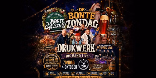 De Bonte Zondag – met Drukwerk en DIS Band Live! — muziek in Purmerend